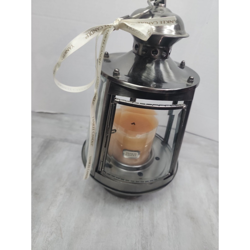 Yankee Candle Silver Lantern Candle Holder Hanging Coastal Nautical Beach
